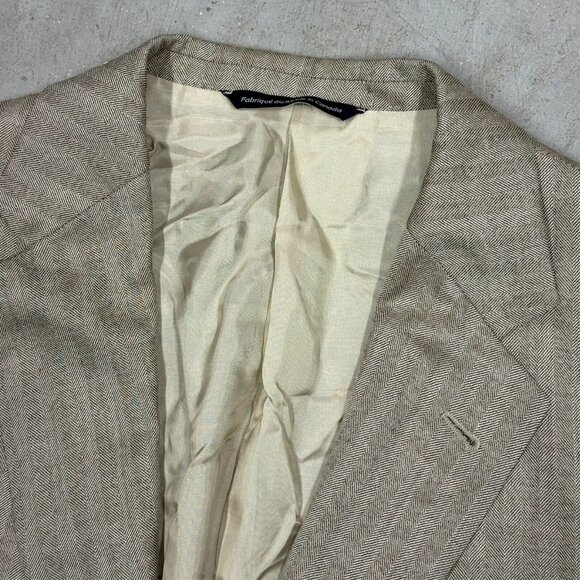 Coppley Wool Silk Blazer Herringbone Sportcoat Beige Bocelli 42R - Picture 5 of 8